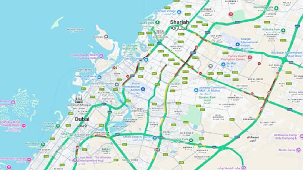 Dubai traffic jam today : ദുബൈ–ഷാർജ റോഡുകളിൽ അപകടങ്ങൾ; കനത്ത ഗതാഗതക്കുരുക്ക് 1 traffic jam