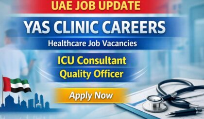 Yas Clinic Abu Dhabi job vacancy announcement for ICU Consultant and Quality Officer