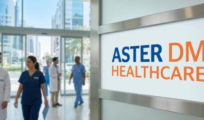 Aster DM Healthcare UAE job vacancies announcement showing nurses and healthcare professionals in a modern hospital environment
