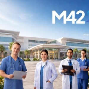 M42 hospital careers in UAE with modern healthcare facility and medical professionals in Sharjah