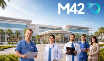 M42 hospital careers in UAE with modern healthcare facility and medical professionals in Sharjah