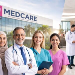Medcare Hospitals modern healthcare facility with medical professionals providing advanced patient care in UAE