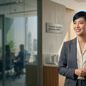 Job opportunity announcement for Memaar Building Systems (MBS) in Sharjah, UAE hiring a Custom Clearance Officer / Logistics Controller, highlighting qualifications, benefits, and application details including email and website.