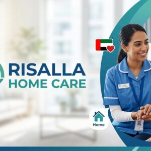 Female Charge Nurse vacancy at Risalla Home Care Dubai featuring a professional nurse providing compassionate home healthcare support to a patient in a comfortable residential setting.