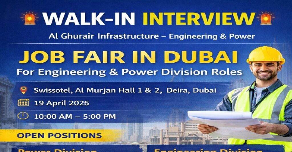 Al Ghurair Infrastructure Walk-In Interview 2026: Major Engineering & Power Job Fair Announced in Dubai 1 job
