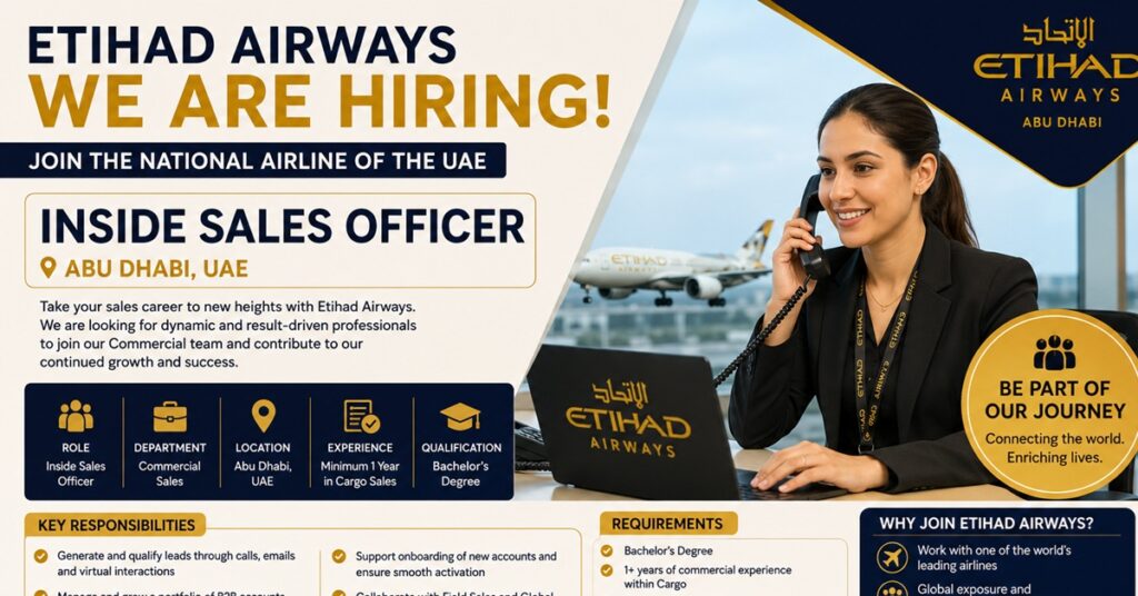 Sales Officer Recruitment at Etihad Airways Abu Dhabi 2026 – Exciting Career Opportunity in UAE Aviation Sector 1 AIRWAY