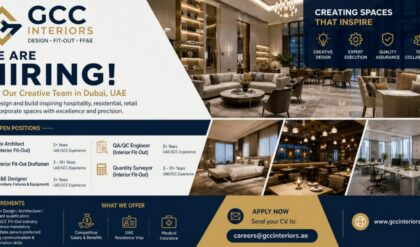 GCC Interiors job vacancies for Site Architect and multiple categories recruitment poster in Malayalam without text overlay
