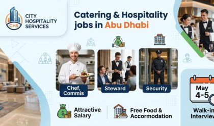Abu Dhabi Royal Catering walk-in interview 2026 for chef, commis, steward and hospitality jobs with multiple vacancies in UAE catering sector