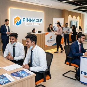 Candidates attending a walk-in interview at Pinnacle Innovation and Education in Dubai for teaching and academic sales roles in a modern training institute.