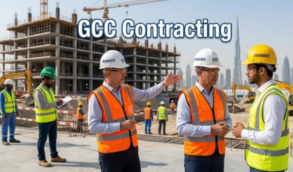 Candidates attending a walk-in interview for HSE roles at GCC Contracting Company in Dubai construction site office environment.
