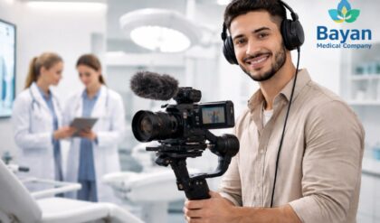 Professional videographer filming and editing promotional healthcare content for Bayan Medical Company in Kuwait.