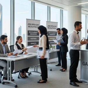 Gastronomica Kuwait Open Day 2026 recruitment for restaurant manager, server, hostess, bartender, and hospitality staff vacancies at Crystal Tower Kuwait.