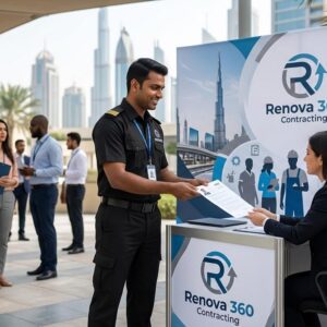 Renova 360 Contracting Dubai walk-in interview for Security Guard vacancies with visa and accommodation benefits.