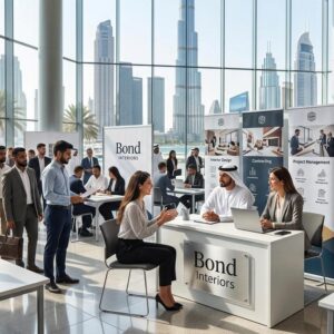 Candidates attending Bond Interiors walk-in interview for engineering and interior design jobs in Dubai Industrial City UAE.