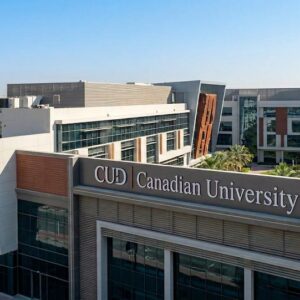 Canadian University Dubai campus building in Dubai offering academic and administrative career opportunities for professionals in the UAE.