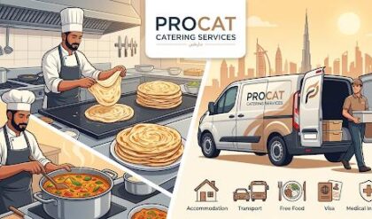 Candidates attending PROCAT Catering Services walk-in interview in Dubai for catering, driver, cleaner, and kitchen staff vacancies.