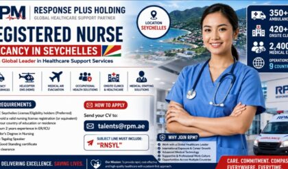 Professional registered nurse working in a modern hospital environment representing international nursing career opportunities with Response Plus Holding in Seychelles.
