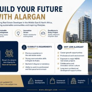 Professional employees working in a modern corporate office representing ALARGAN real estate career opportunities in the Middle East.