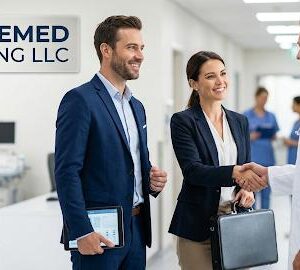 Sales Executive job opportunity at AppleMed Trading LLC Dubai, featuring healthcare sales professionals discussing medical products and business development opportunities in the UAE healthcare industry.