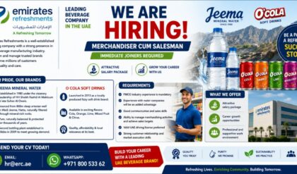 Emirates Refreshments UAE hiring Merchandiser Cum Salesman for FMCG and beverage sector jobs in the United Arab Emirates.