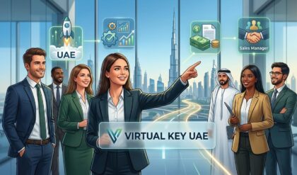 Virtual Key UAE Careers 2026 recruitment announcement featuring Accountant, Sales Manager, Recruitment Intern, and Procurement Executive vacancies.