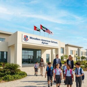 Teachers conducting an interactive classroom session at Woodlem American School in Ajman, UAE.