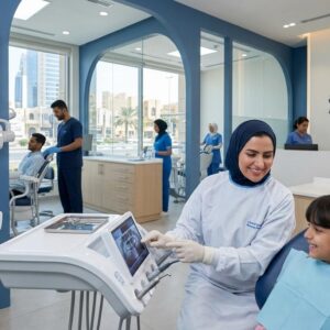 Dental specialists and nurses working at Amwaaj Dental Center in Kuwait's Mazaya Clinic 6 Tower.