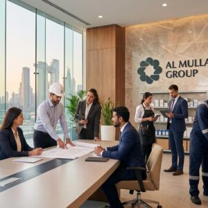 Al Mulla Group UAE recruitment 2026 featuring vacancies for Civil Engineers, EV Technicians, Assistant Storekeepers, and other job opportunities.