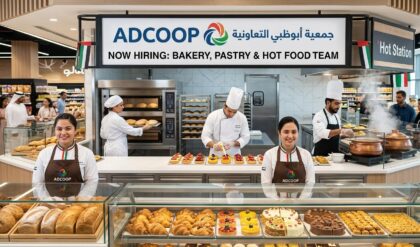ADCOOP walk-in interview in Abu Dhabi hiring Bakers, Pastry Chefs, Sales Associates, Hot Station, and Arabic Range professionals.