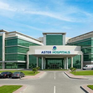 Healthcare professionals and hospital staff working in a modern hospital environment in the UAE.