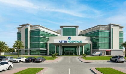 Healthcare professionals and hospital staff working in a modern hospital environment in the UAE.