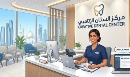 Creative Dental Center Careers 2026 Receptionist job vacancy in Abu Dhabi UAE dental clinic.