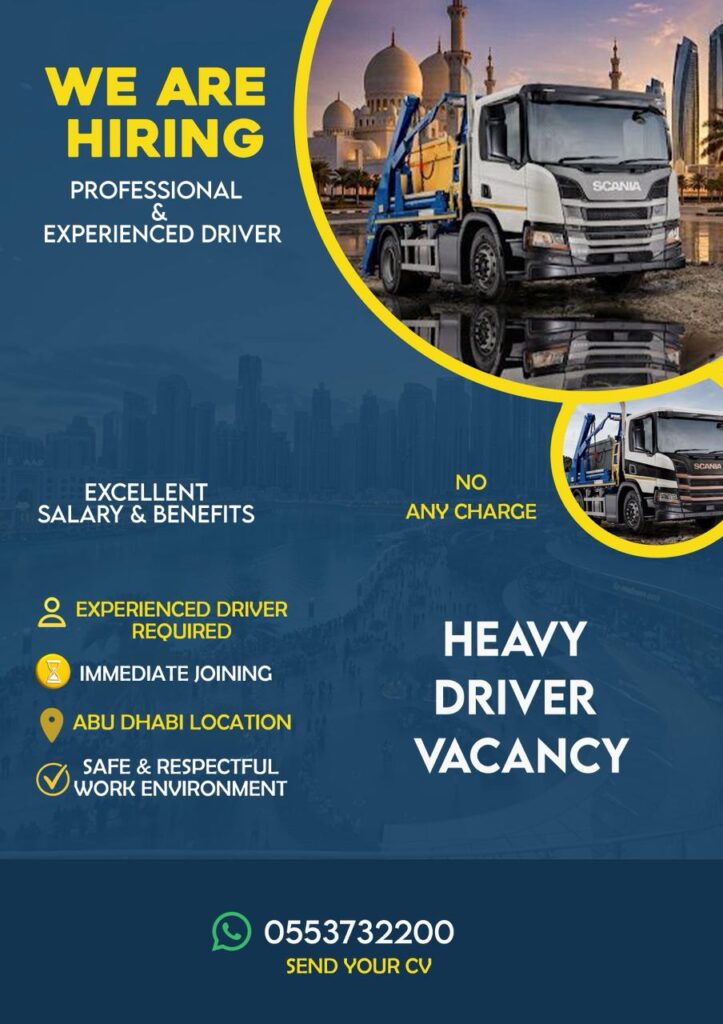 Heavy Driver Vacancy in Abu Dhabi: Immediate Hiring for Experienced Scania Drivers with Attractive Salary and Benefits 1 cv