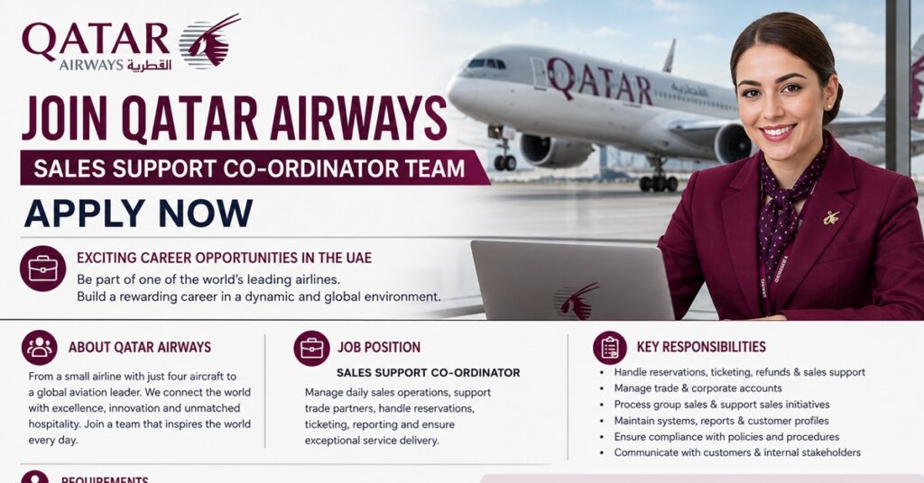 Qatar Airways UAE Jobs 2026: Sales Support Co-ordinator Vacancy Announced – Exciting Opportunity to Join One of the World’s Leading Airlines 1 qatar 223