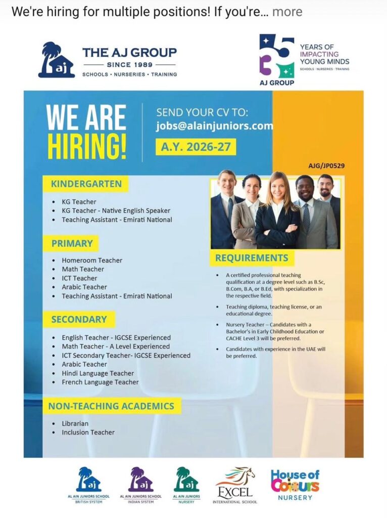 AJ Group UAE Careers : AJ Group UAE Careers 2026: Teaching and Non-Teaching Job Opportunities Announced for the New Academic Year 2 AJ GROUP