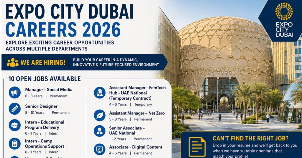 Expo City Dubai Careers 2026: Latest Job Openings Announced Across Multiple Departments in the UAE 1 EXPO