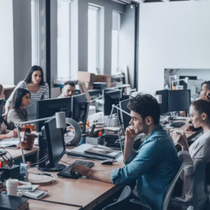 Employees at work