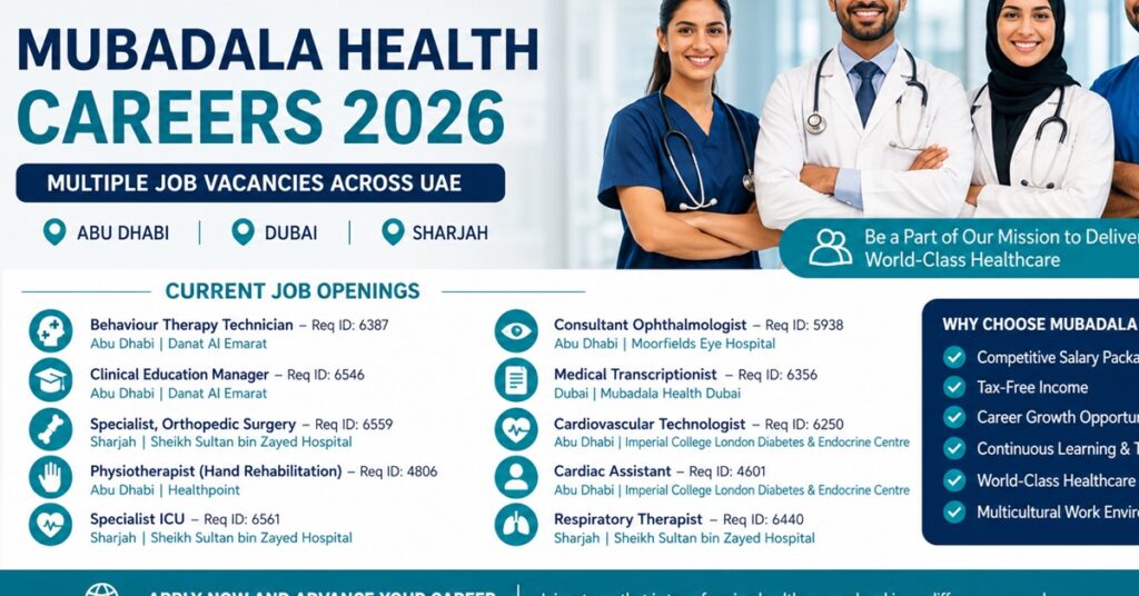 Mubadala Health Careers : Mubadala Health Careers UAE 2026: Multiple Healthcare Job Vacancies Announced Across Abu Dhabi, Dubai, and Sharjah 1 JOBS 777777