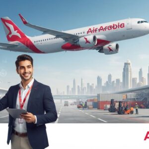 Air Arabia Careers 2026 recruitment banner for Junior Sales Executive vacancy in the UAE logistics and freight forwarding division.