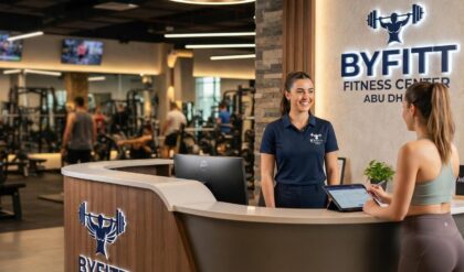 Byfitt Fitness Center recruitment announcement for Receptionist job vacancy in Abu Dhabi, UAE.