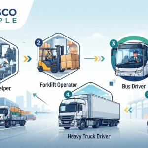 Dulsco People walk-in interview in Dubai for Factory Helper, Forklift Operator, Bus Driver, Heavy Truck Driver, and Reach Stack Operator vacancies.