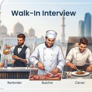 Candidates attending a TU Holdings Group walk-in interview in Abu Dhabi for hospitality, HR, procurement, and operations job vacancies.