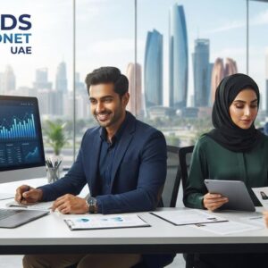 Accounting and HR professional working in an engineering and construction office, representing LEADS PETRONET GENERAL CONTRACTING recruitment in Abu Dhabi.
