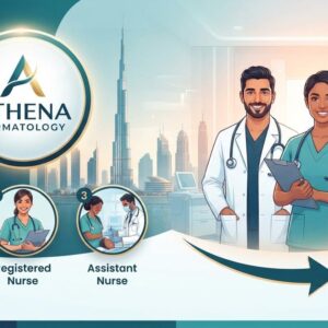 Athena Dermatology Dubai hiring Specialist Dermatologists, Registered Nurses, Laser Therapists, Front Desk Receptionists, Marketing Associates, and Assistant Nurses for healthcare careers in the UAE.