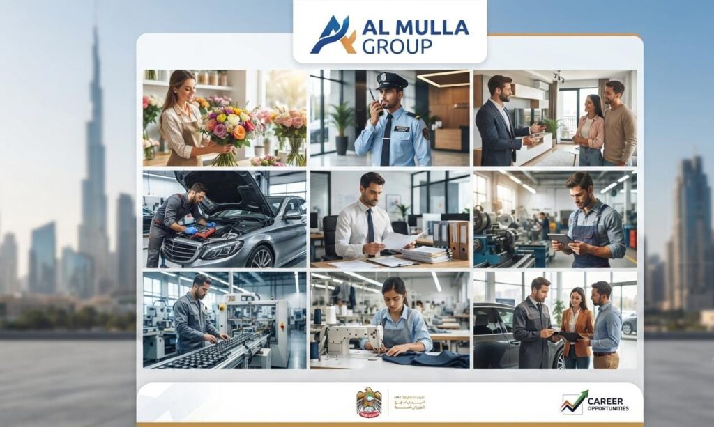 Al Mulla Group Careers UAE 2026: Multiple Job Vacancies Announced Across Automotive, Engineering, Manufacturing & Administrative Departments 1 Al Mulla Group UAE announces multiple job vacancies across automotive, engineering, manufacturing, security, and administrative departments.