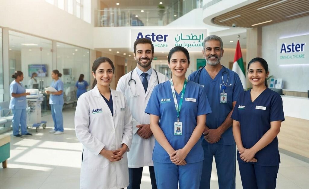 Aster DM Healthcare hiring nurses, pharmacists, healthcare assistants, optometrists, and other professionals across the UAE.