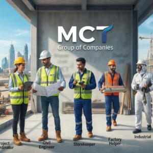 MCT Group of Companies UAE recruitment for Project Cum Admin Coordinator, Civil Engineer, Driver, Factory Helper, Painter, Storekeeper, QA/QC, and Senior Site Supervisor positions.