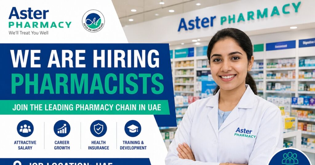 Aster Pharmacy Careers UAE 2026: Pharmacists Recruitment Announced – Apply Through the Official Careers Website 1 aster