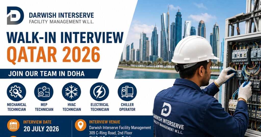 Darwish Interserve Facility Management Walk-In Interview Qatar 2026 – Latest Technician Jobs in Doha | Apply for DIFM Careers 1 jobs 785 1