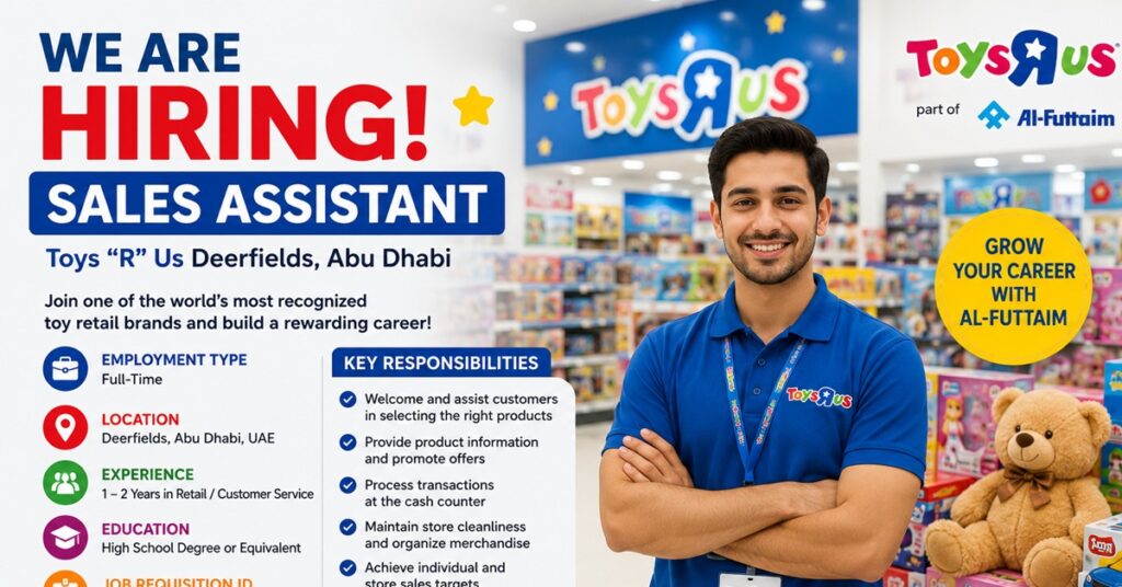 Sales Assistant Jobs in Abu Dhabi 2026: Toys “R” Us Deerfields Hiring Through Al-Futtaim 1 TOYS 1